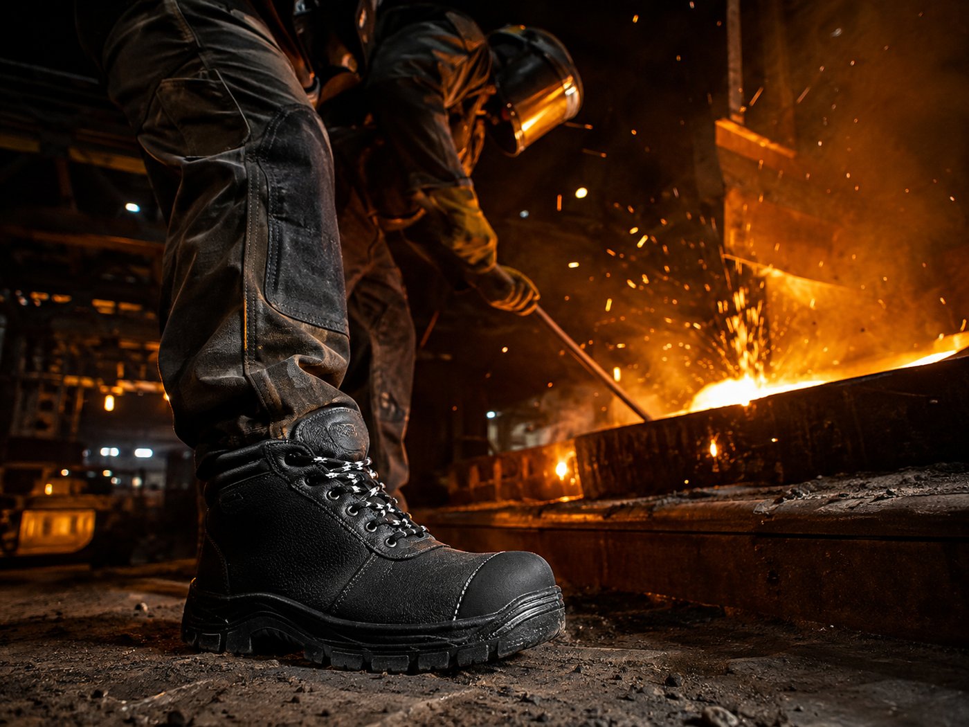 Trabajador en operación de metalurgia con exposición térmica